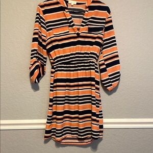 Stella Tweed Vibrant Orange and Black Striped Dress